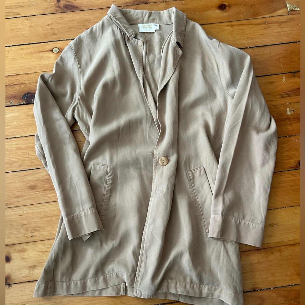 Nation Ltd Womens Jessie Draped Blazer, brown tan lyocell small USA